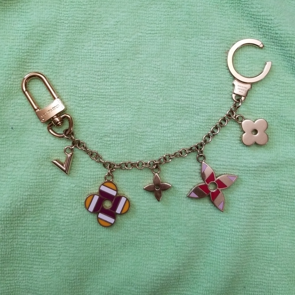 Authentic Louis Vuitton Stripes Flowers Bag Charm